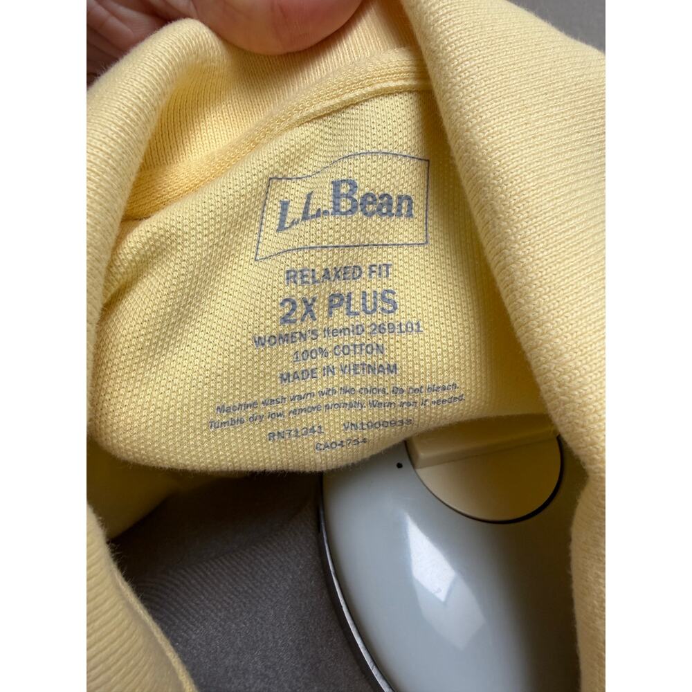 L.L. Bean Premium 100% Cotton Pique Polo Shirt Yellow Relaxed Fit 2X Plus - Picture 3 of 5